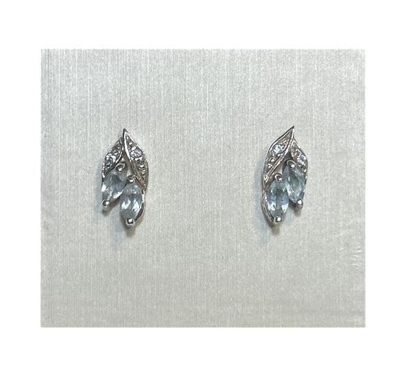 Sterling Silver Genuine Blue Topaz Marquise Earrings