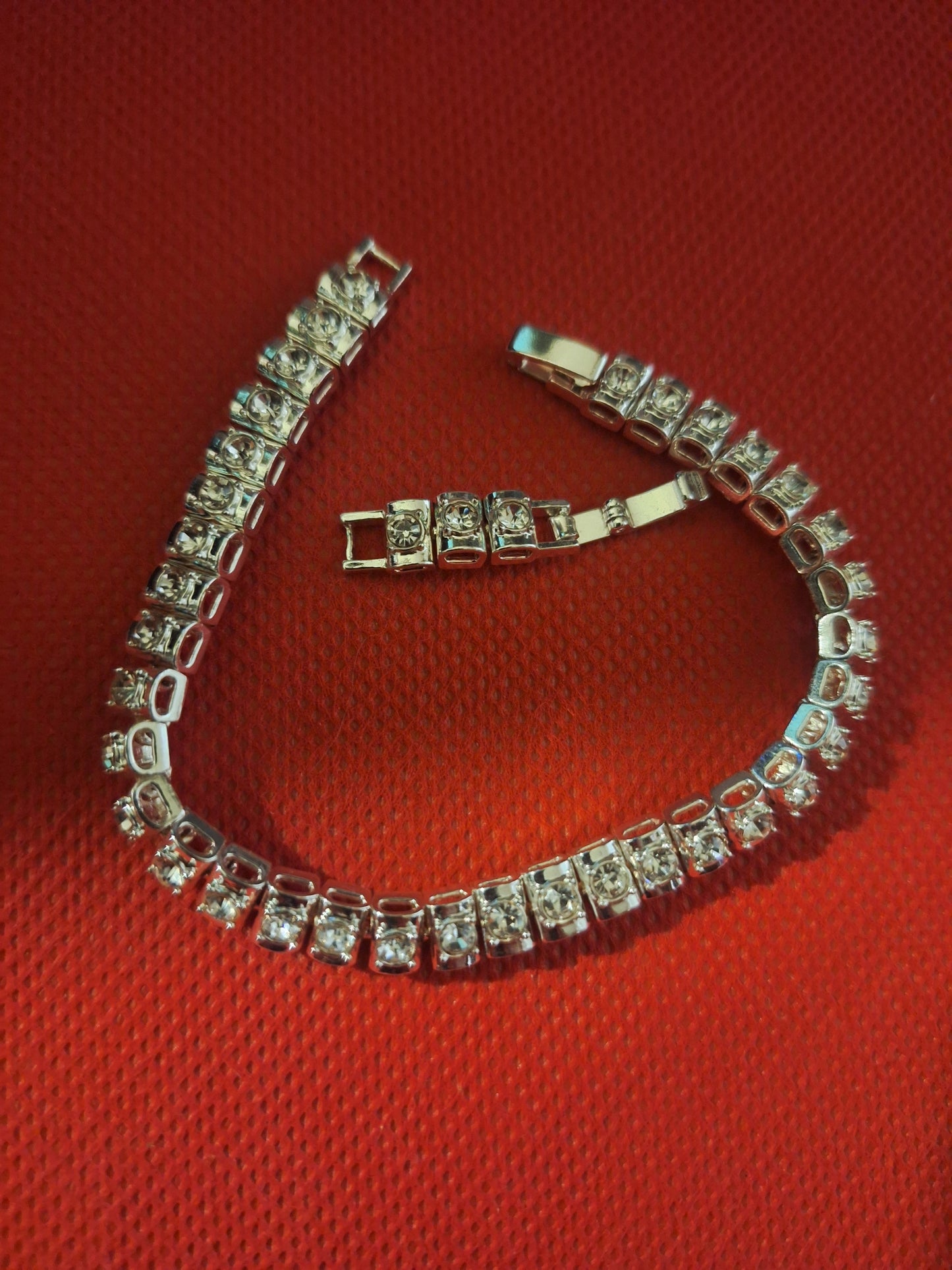 Stunning Rhinestone Tennis Bracelet  Silvertone