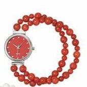Energy Beaded Stretch Watch Coral Color