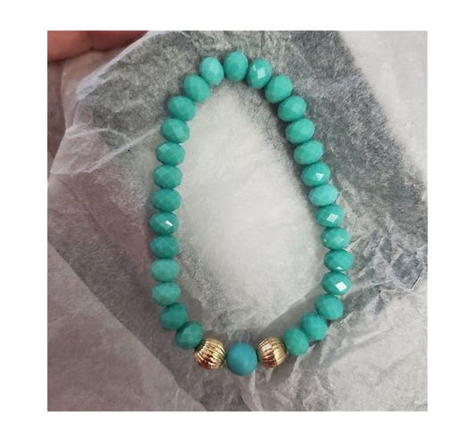 Stone Accent Beaded Stretch Bracelet Reconstituted Turquoise