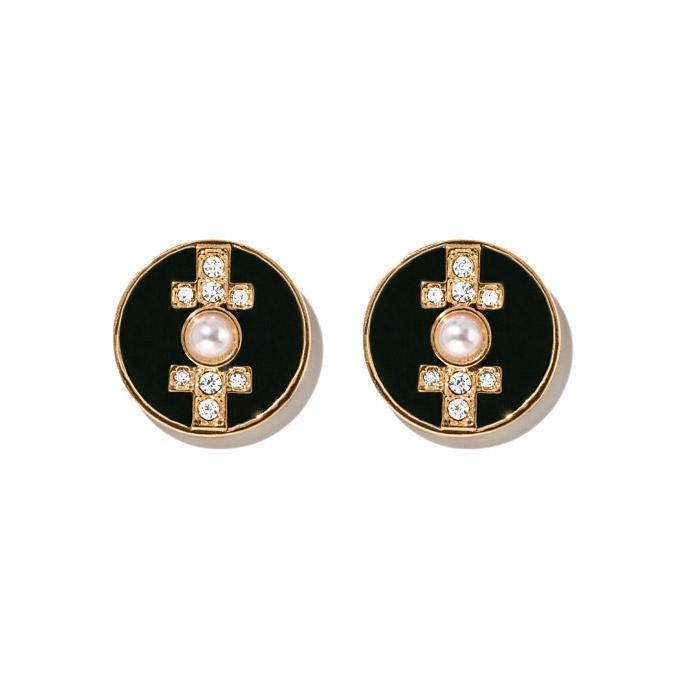 In Black And White Button Earrings