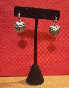 Heart Earrings With Two Tone Accents Pierced