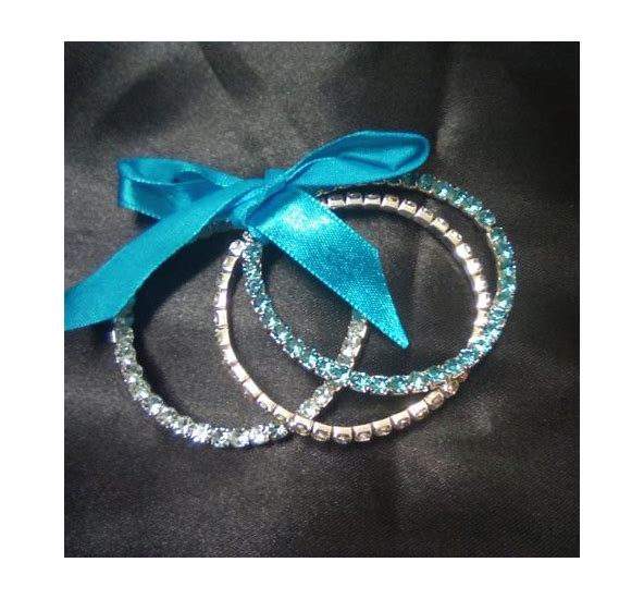 Colorful Rhinestone Stretch Bracelet Blue Ice