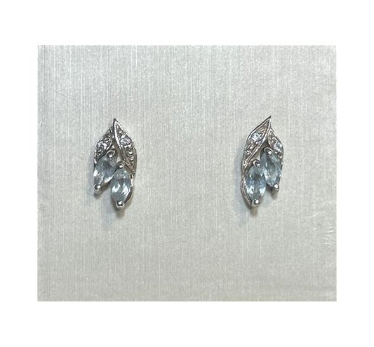 Sterling Silver Genuine Blue Topaz Marquise Earrings