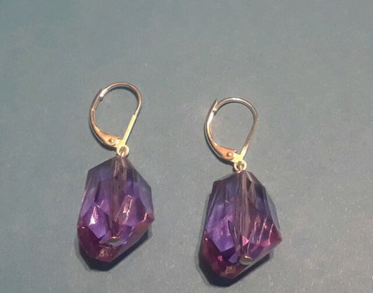 Vintage Purple Faceted Earrings