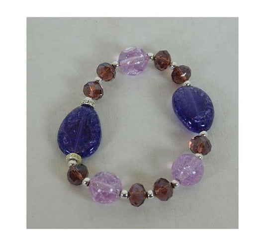 Metallic Mix Beaded Stretch Bracelet Purple